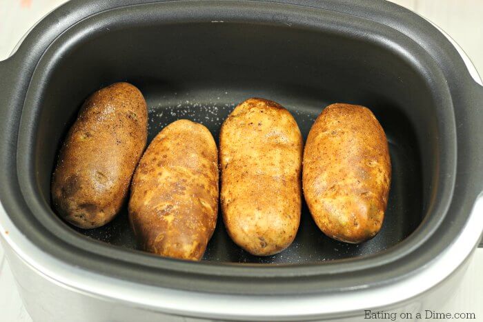 Crock Pot Baked Potatoes - Baked Potatoes in Crock Pot