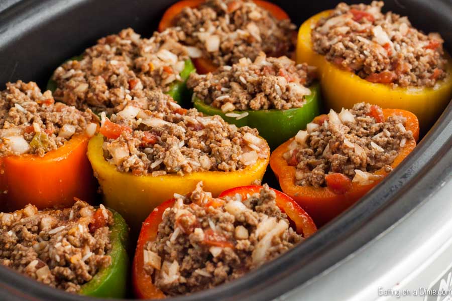 Slow Cooker Stuffed Bell Peppers - Fab Everyday