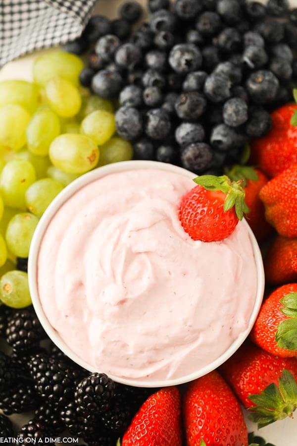 Strawberry Yogurt Dip Recipe- Yogurt Fruit Dip - Eating on a Dime
