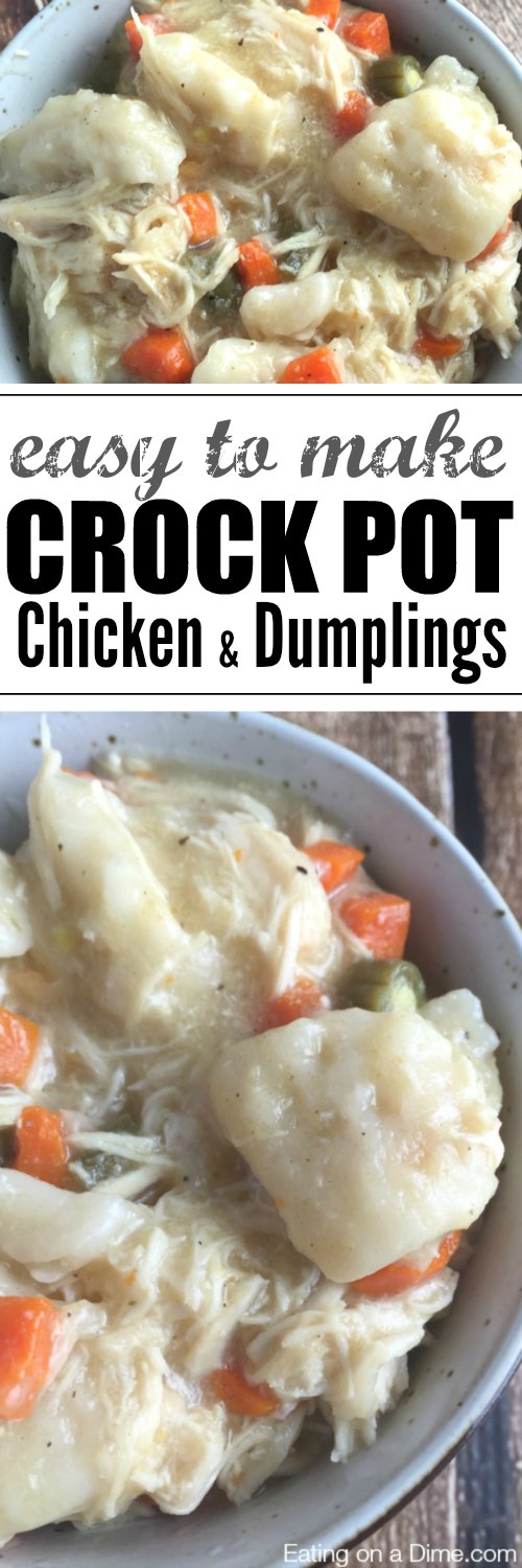 Crock pot Chicken and Dumplings Recipe - Eating on a Dime