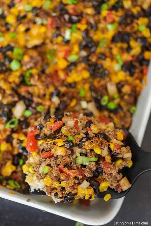 Taco rice casserole (& VIDEO!) - freezer friendly and easy to make