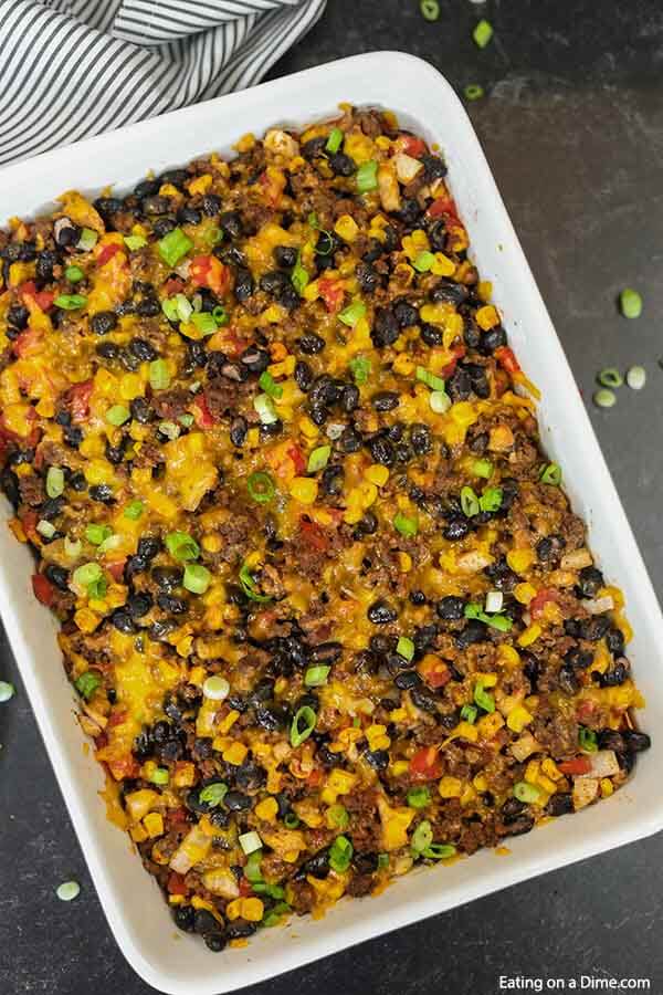 Taco rice casserole (& VIDEO!) - freezer friendly and easy to make