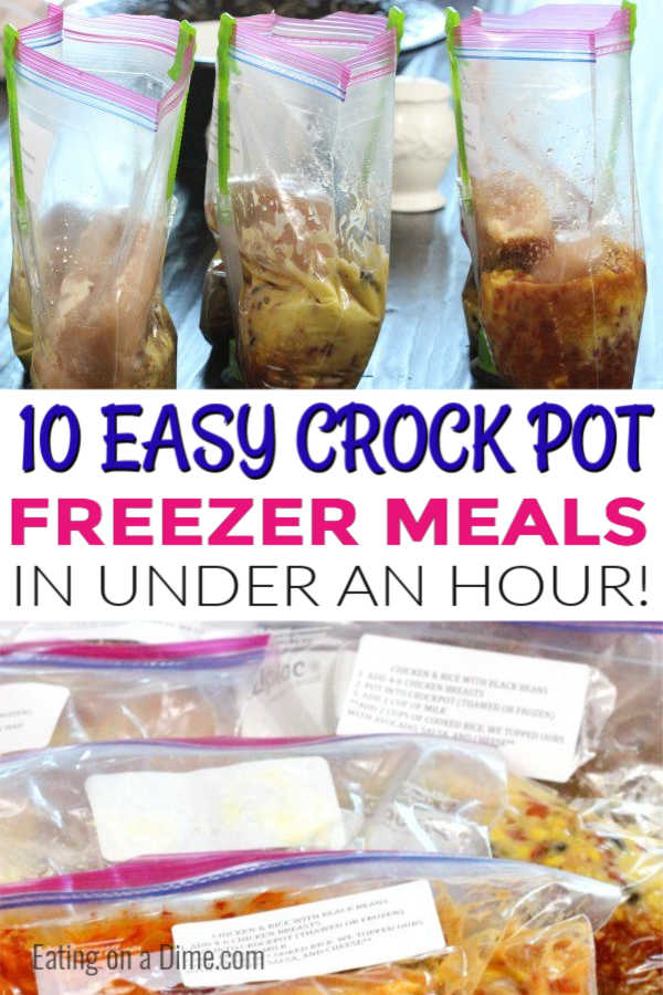 10 Crock pot freezer meals in an hour