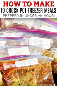 10 Crock pot freezer meals in an hour