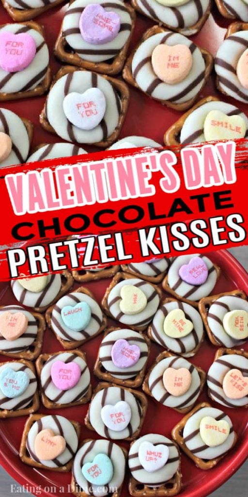 Valentines day chocolate pretzel kisses - Hershey kiss pretzels
