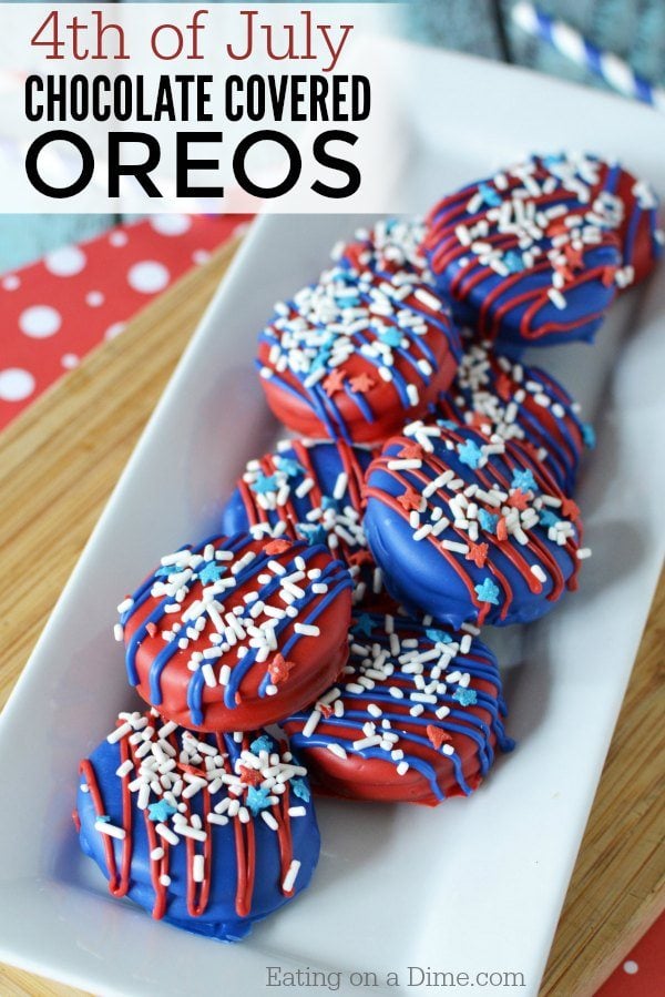 4th of July Chocolate Covered Oreos - Easy 4th of July Desserts