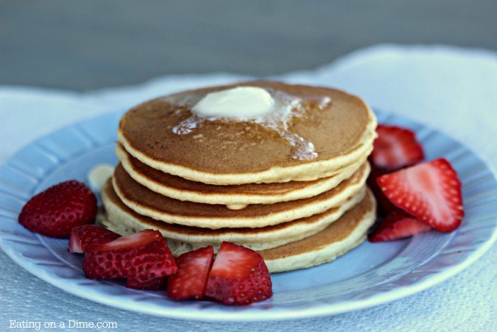 You are going to love this easy gluten free pancakes recipe. You end up with the fluffiest gluten free pancakes. You don't even notice they are gluten free! 