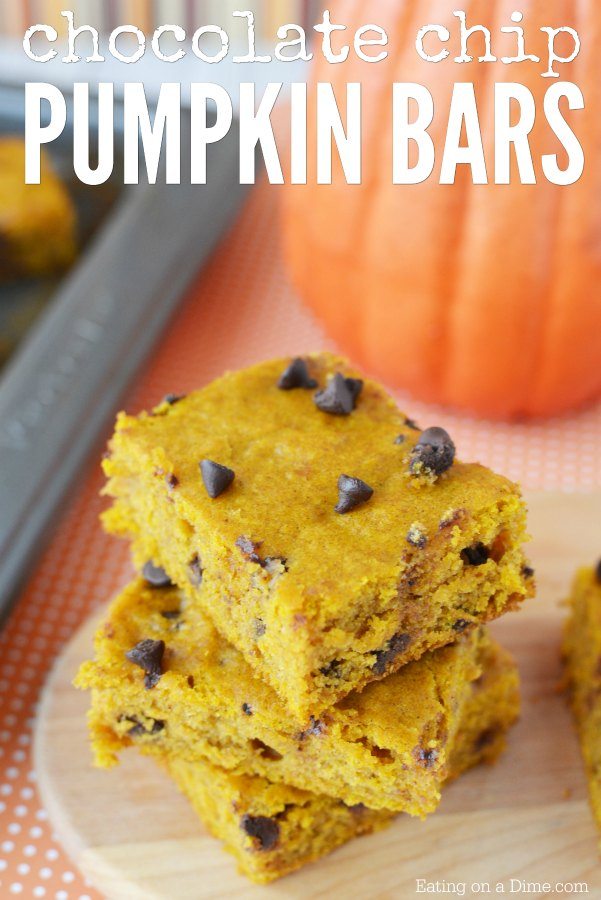 Pumpkin Chocolate Chocolate Chip Bars Recipe Easy Pumpkin Bars