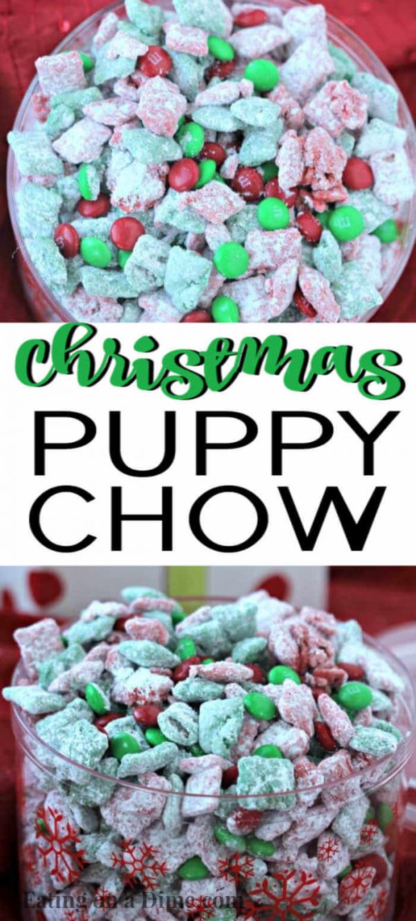 Christmas Puppy Chow Recipe - Easy Chex Mix Muddy Buddies