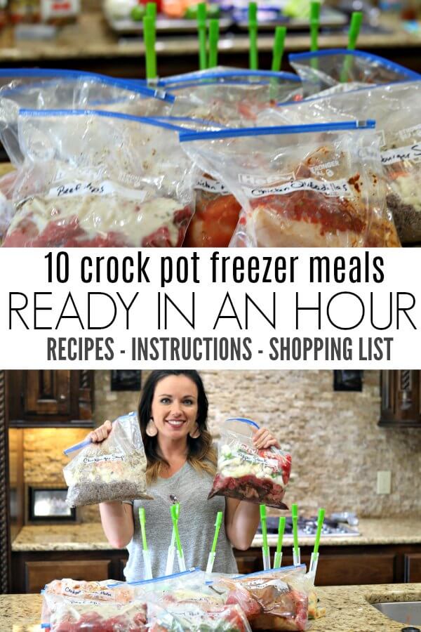 10 Crockpot Freezer meas in an hour - crock pot dump and go recipes