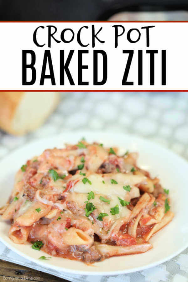 Slow Cooker Baked Ziti Recipe - easy baked ziti in the crock pot