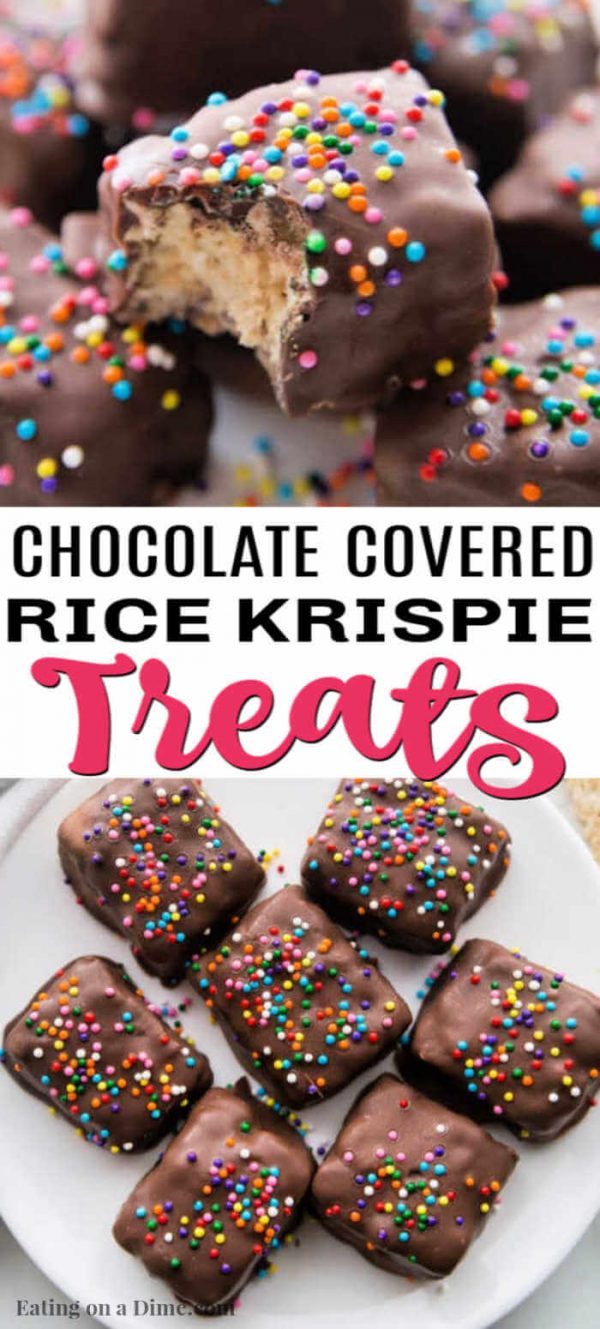 Chocolate Covered Rice Krispie Treats Recipe - Chocolate dipped treats