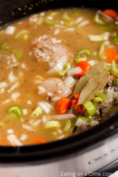 Crockpot chicken wild rice soup - easy toss and go meal