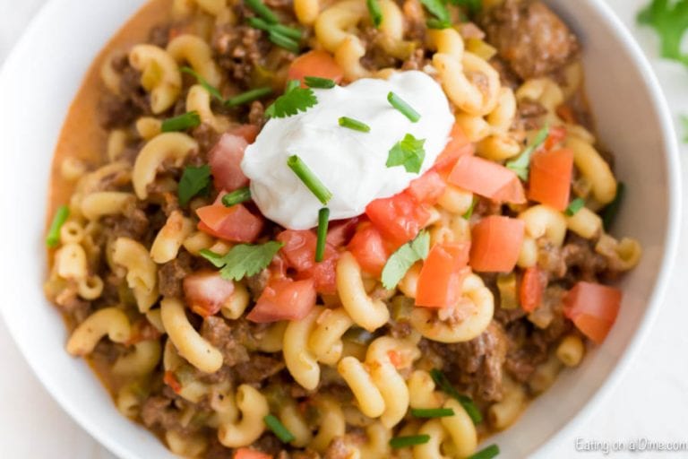 Crock Pot Beef Taco Pasta Recipe - Slow Cooker Taco Casserole