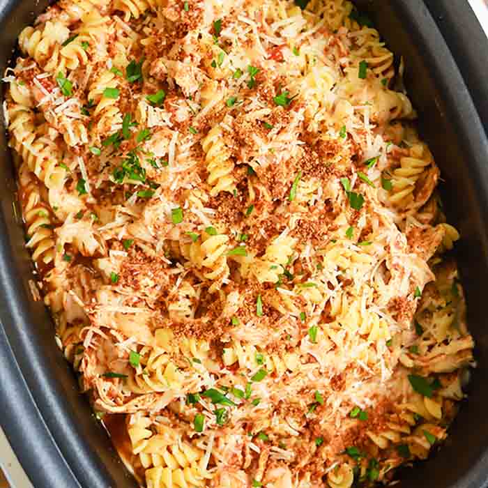 Crock Pot Chicken Parmesan Pasta Recipe Slow Cooker Penne Pasta