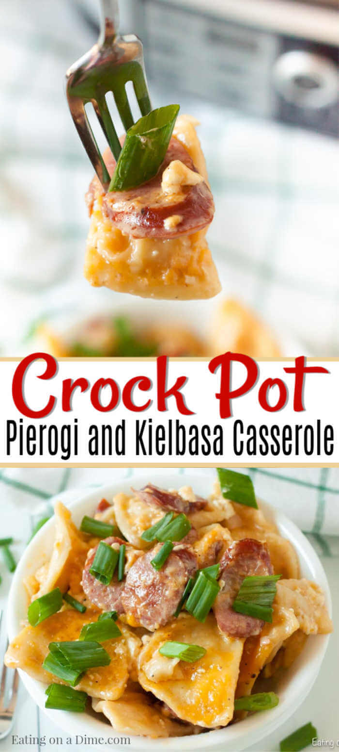 Easy Crockpot Pierogi Casserole with Kielbasa