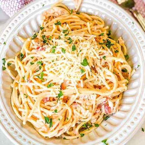 Crock Pot Cheesy Chicken Spaghetti Recipe - Crock Pot Creamy Spaghetti