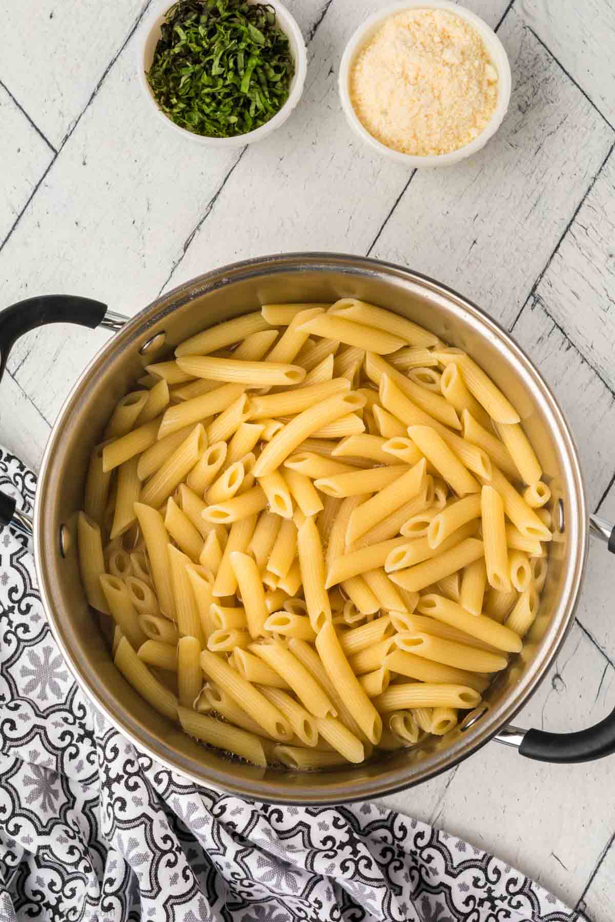 Pasta in  a large pot