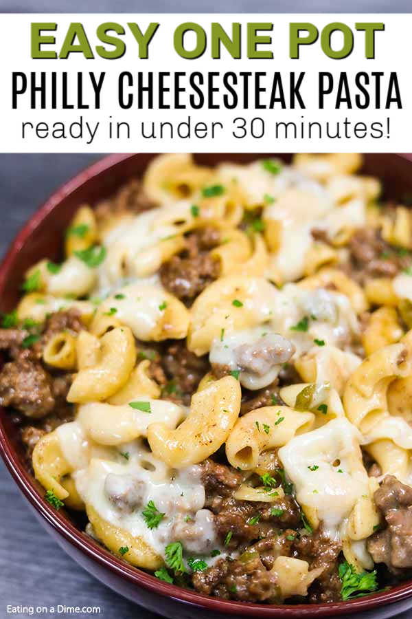 Philly cheesesteak pasta recipe - easy philly cheesesteak pasta