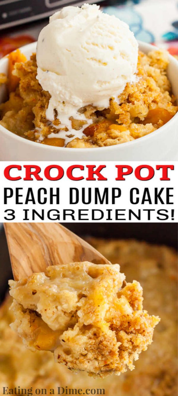 Crock Pot Peach Dump Cake - crockpot dump cake with only 3 ingredients