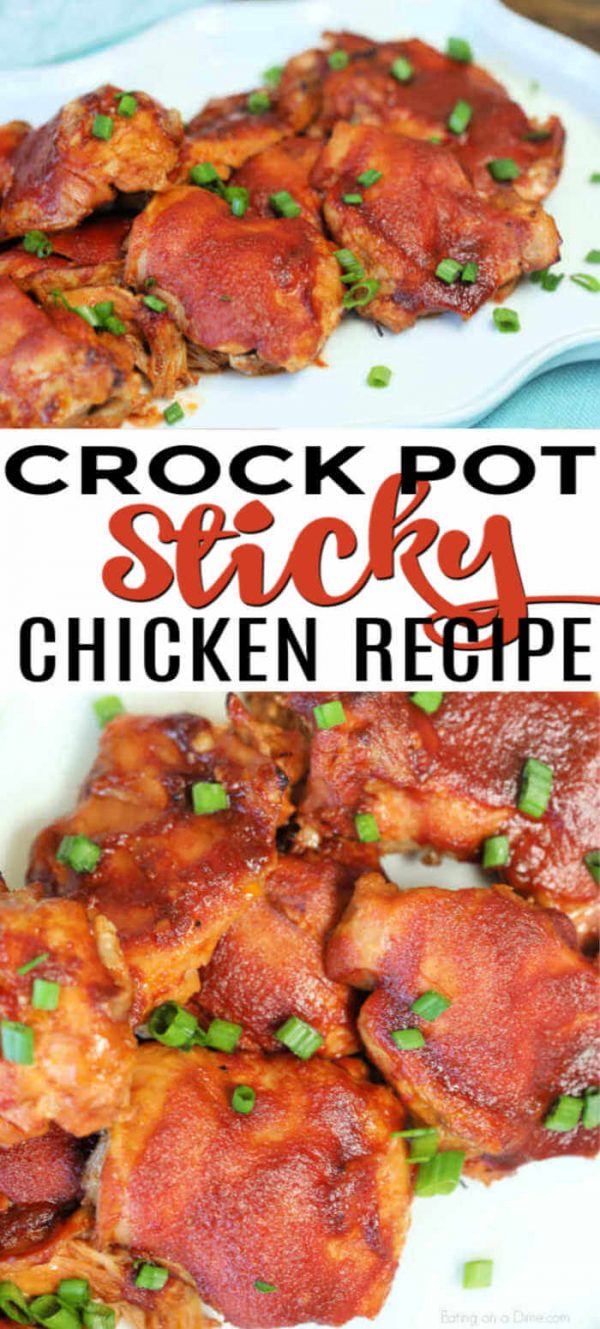 Crock Pot Sticky Chicken (and VIDEO) - Easy Sticky Chicken Recipe