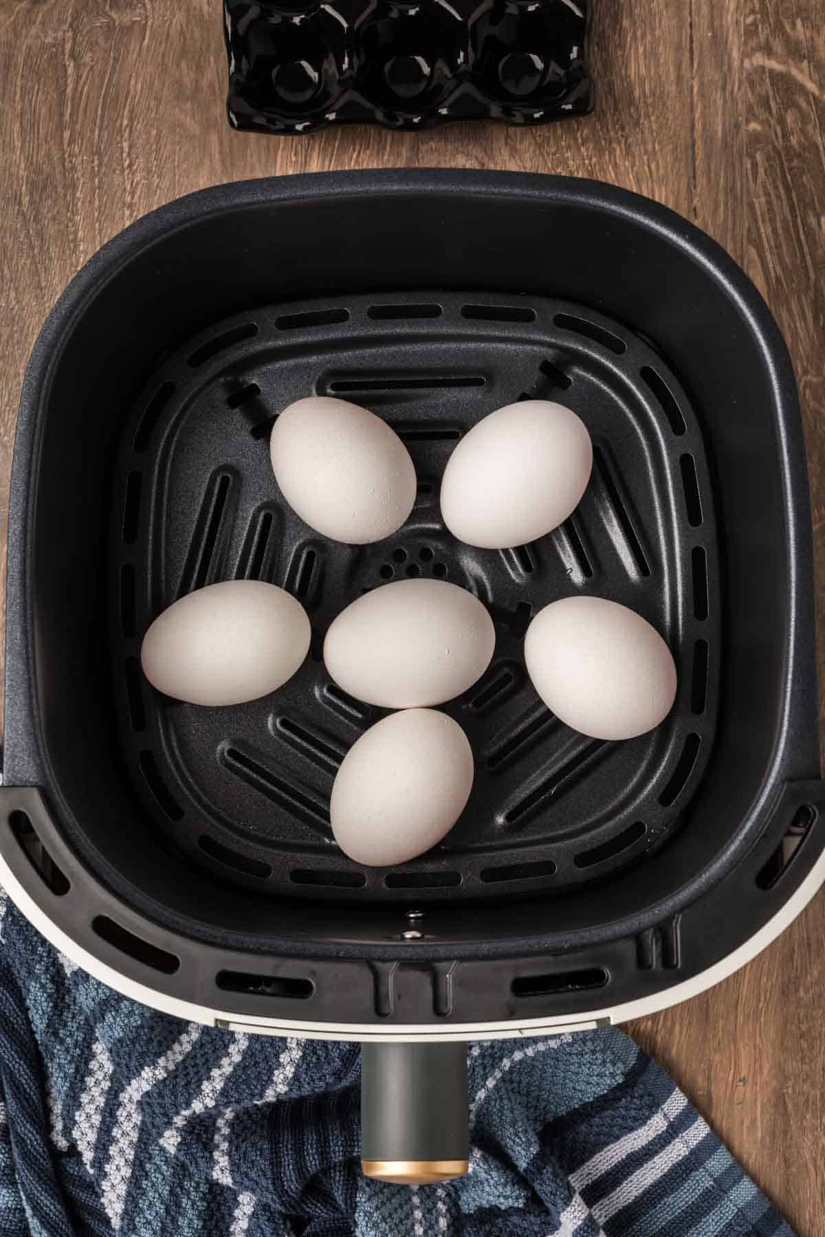 Eggs in the air fryer basket