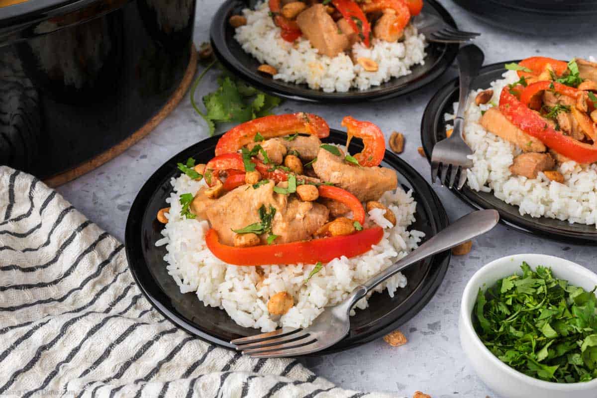 Slow Cooker Thai Peanut Chicken with Purple Rice