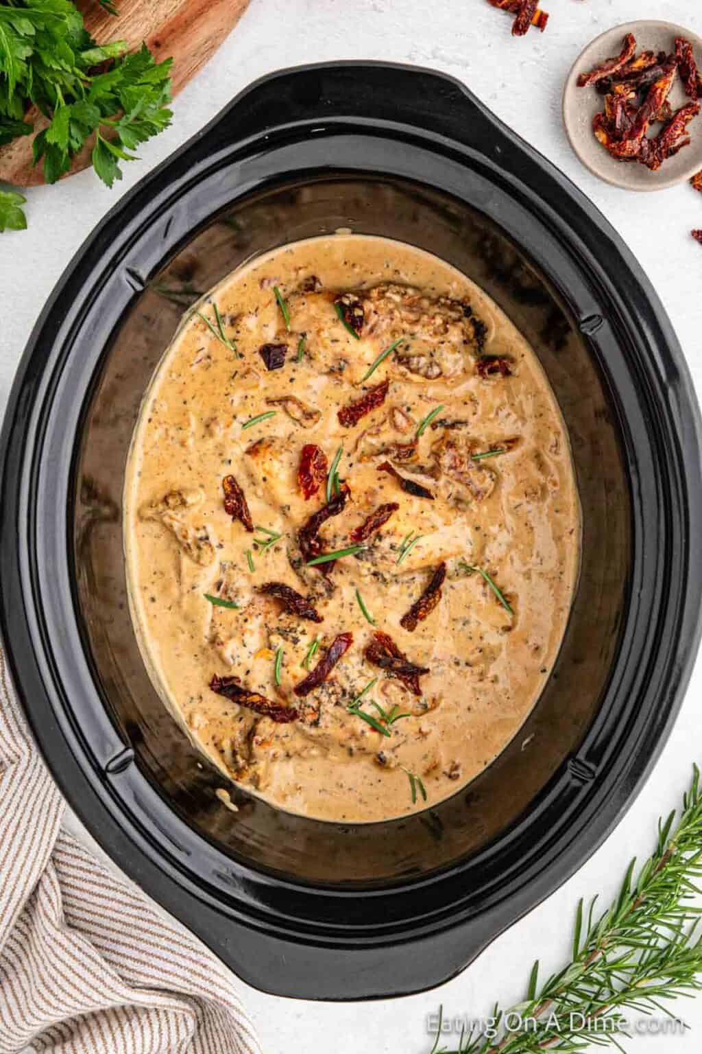 Crock Pot Sun Dried Tomato Chicken - Eating on a Dime