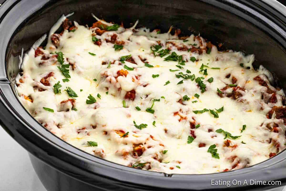 Slow Cooker Sausage Lasagna - Eating on a Dime