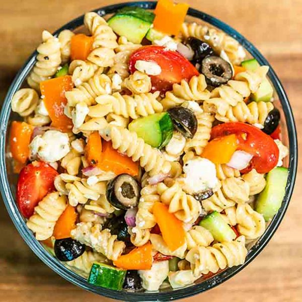 Greek Pasta Salad Recipe - easy Greek pasta salad with feta