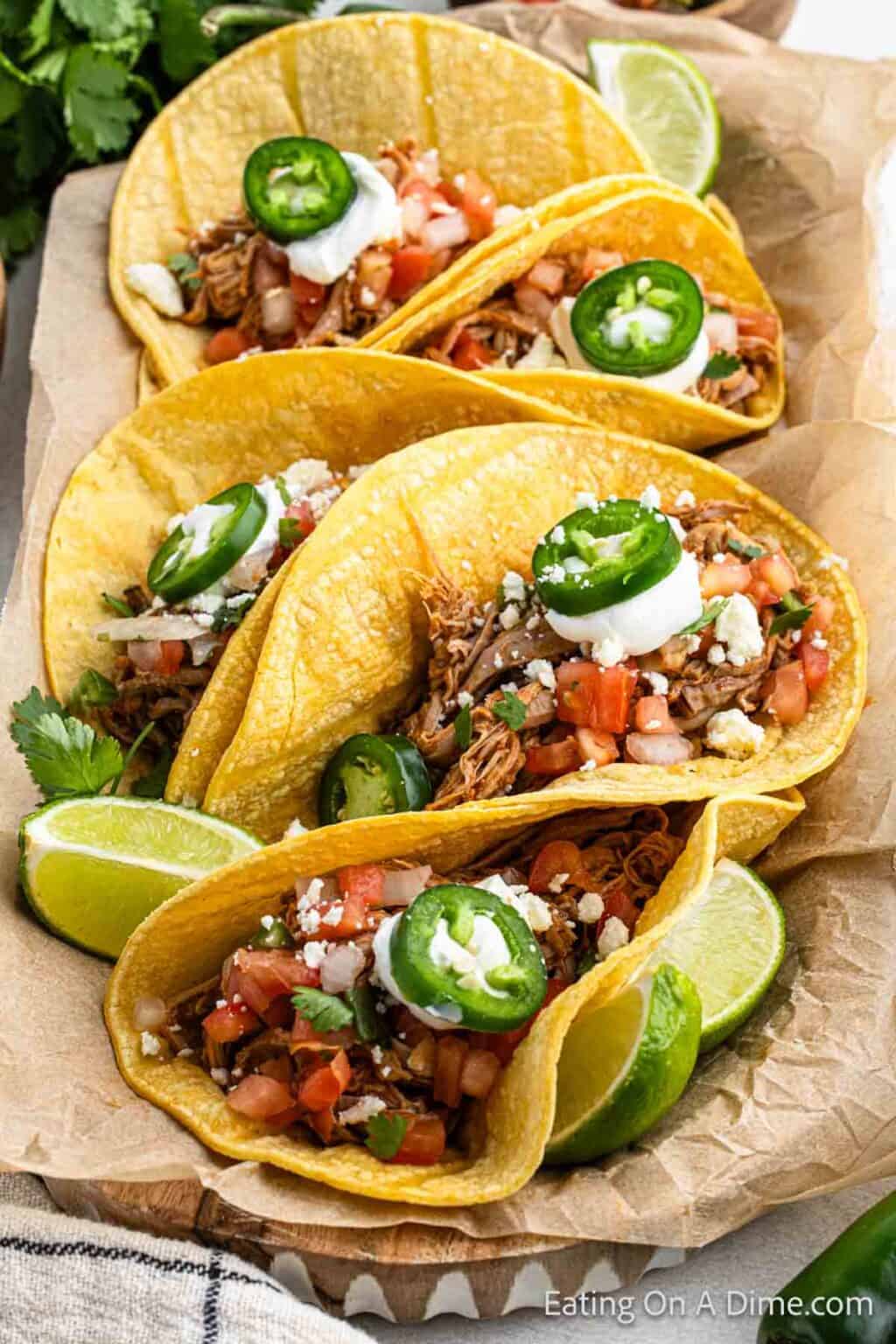 Crock Pot Pork Tenderloin Tacos - Eatingonadime.com