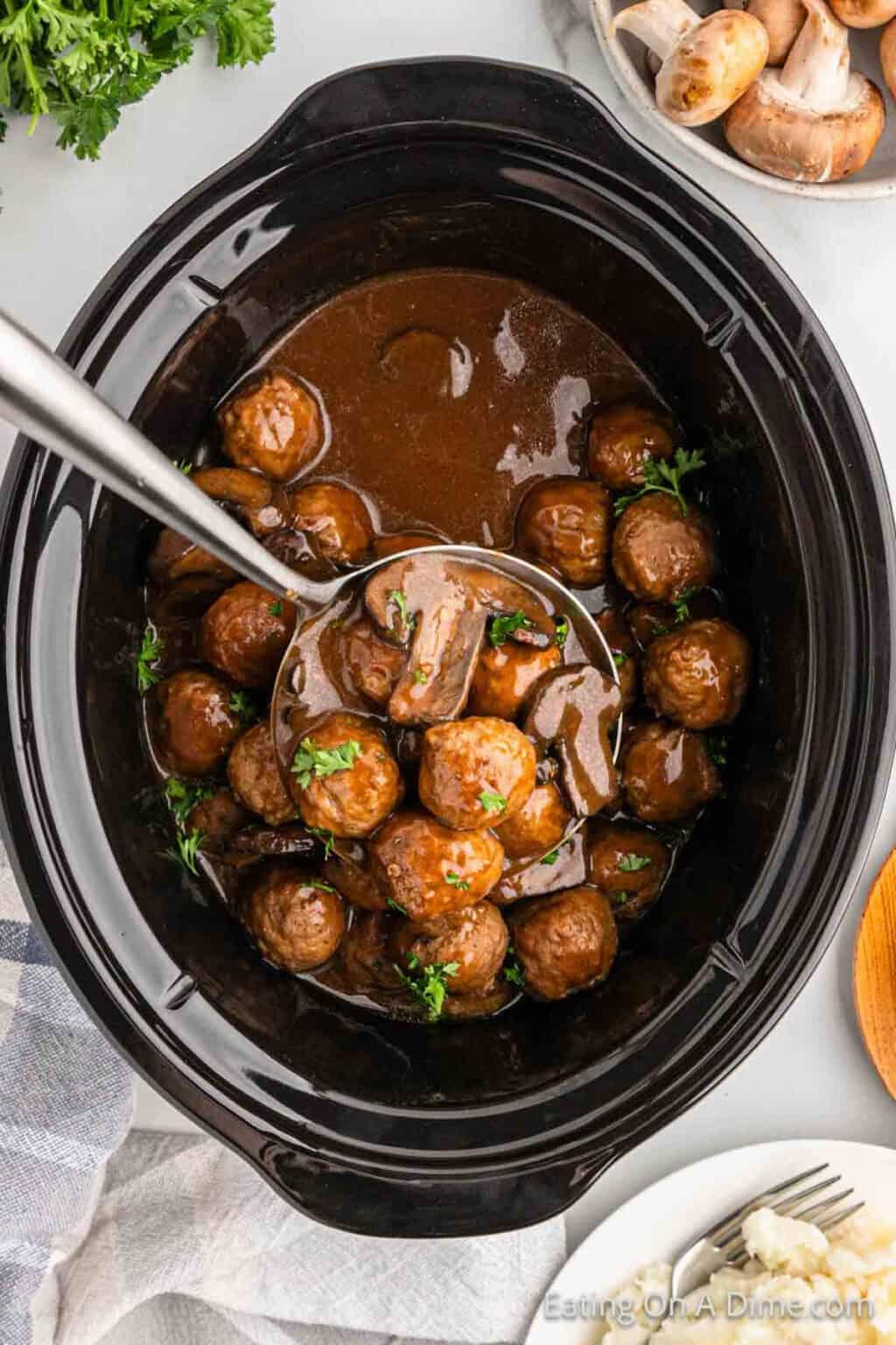 Slow Cooker Salisbury Steak Meatballs