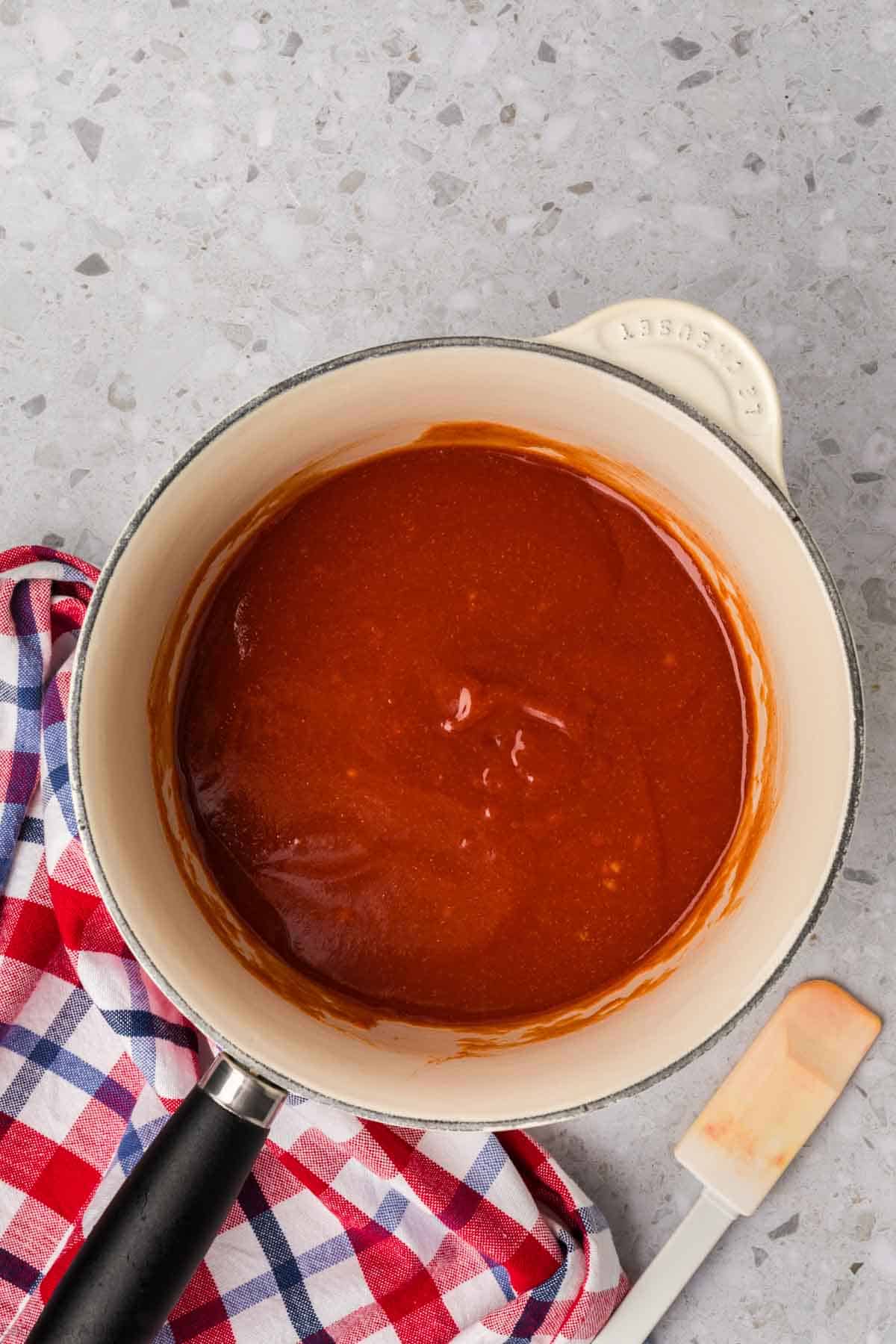 BBQ Sauce in a large sauce pan