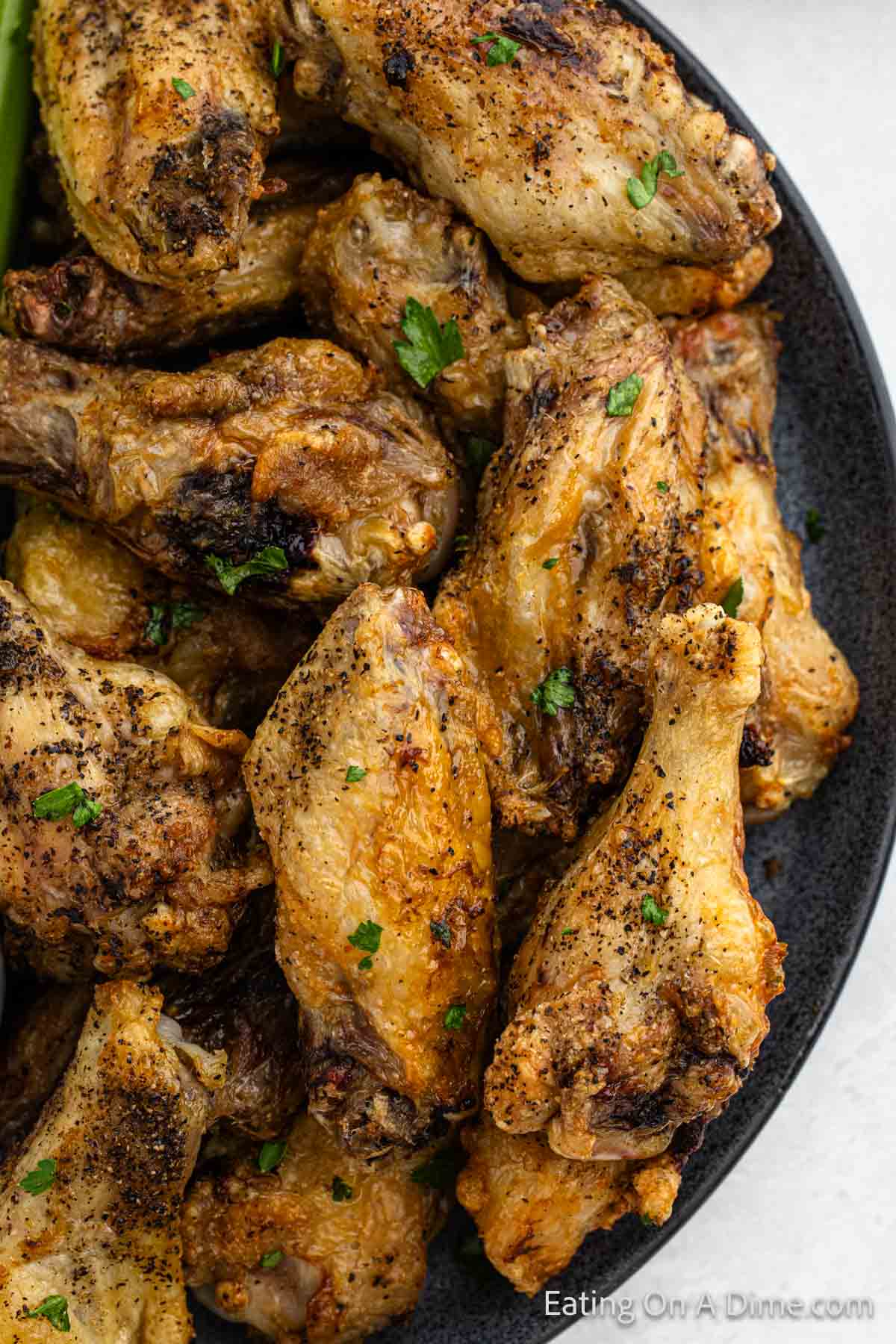 Air fryer chicken wings on a plate