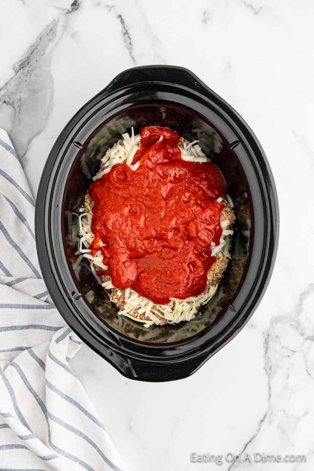 Slow Cooker Chicken Parmesan - Eating on a Dime