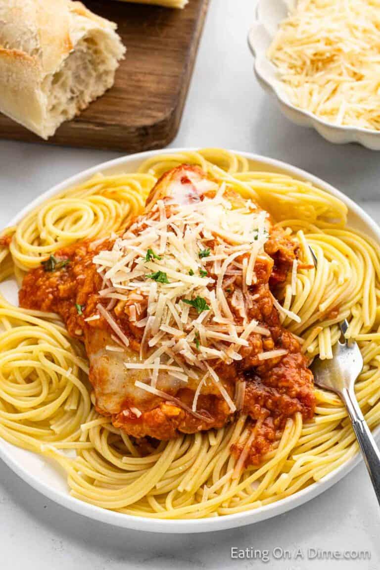 Slow Cooker Chicken Parmesan - Eating on a Dime