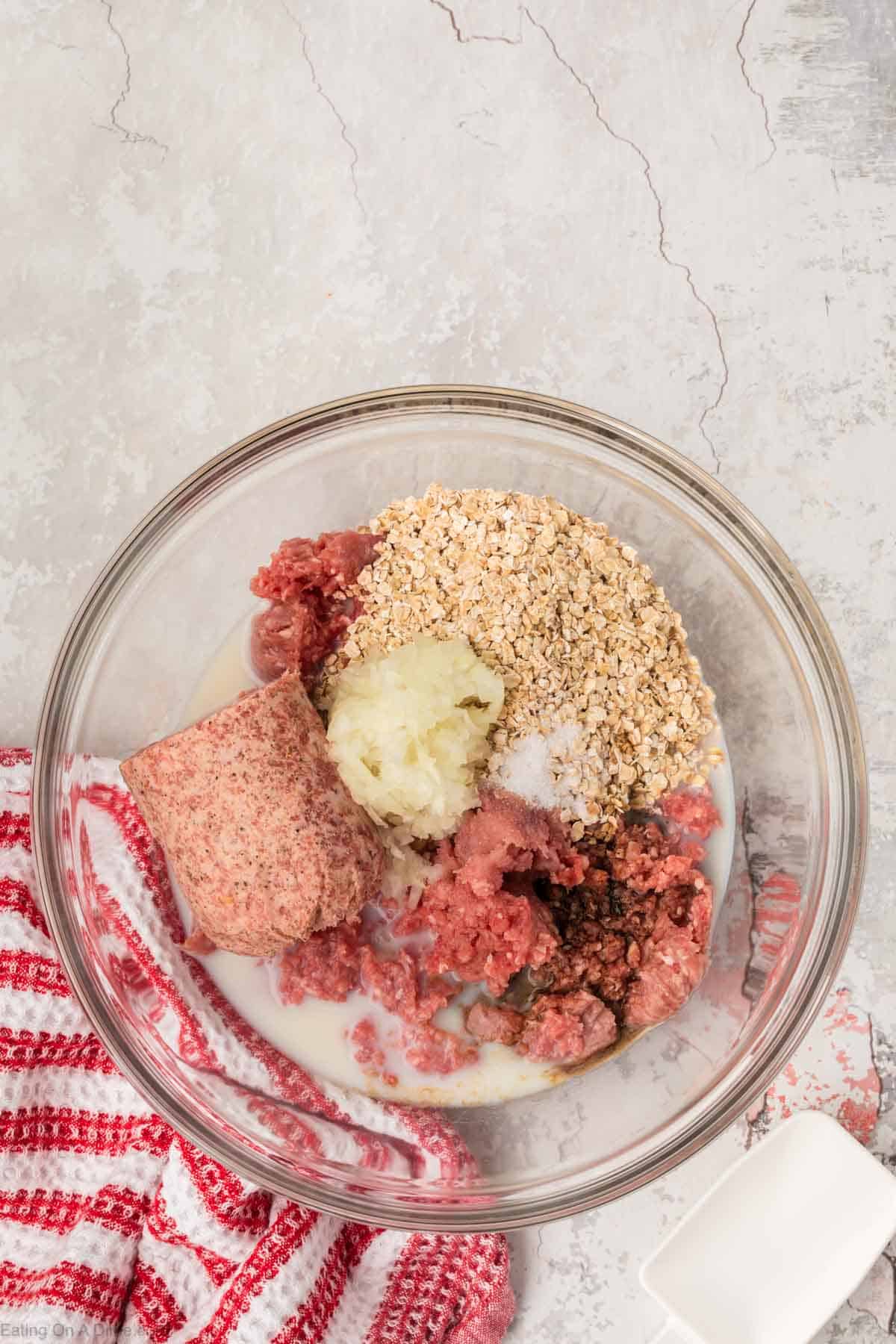 Combining ingredients in a bowl