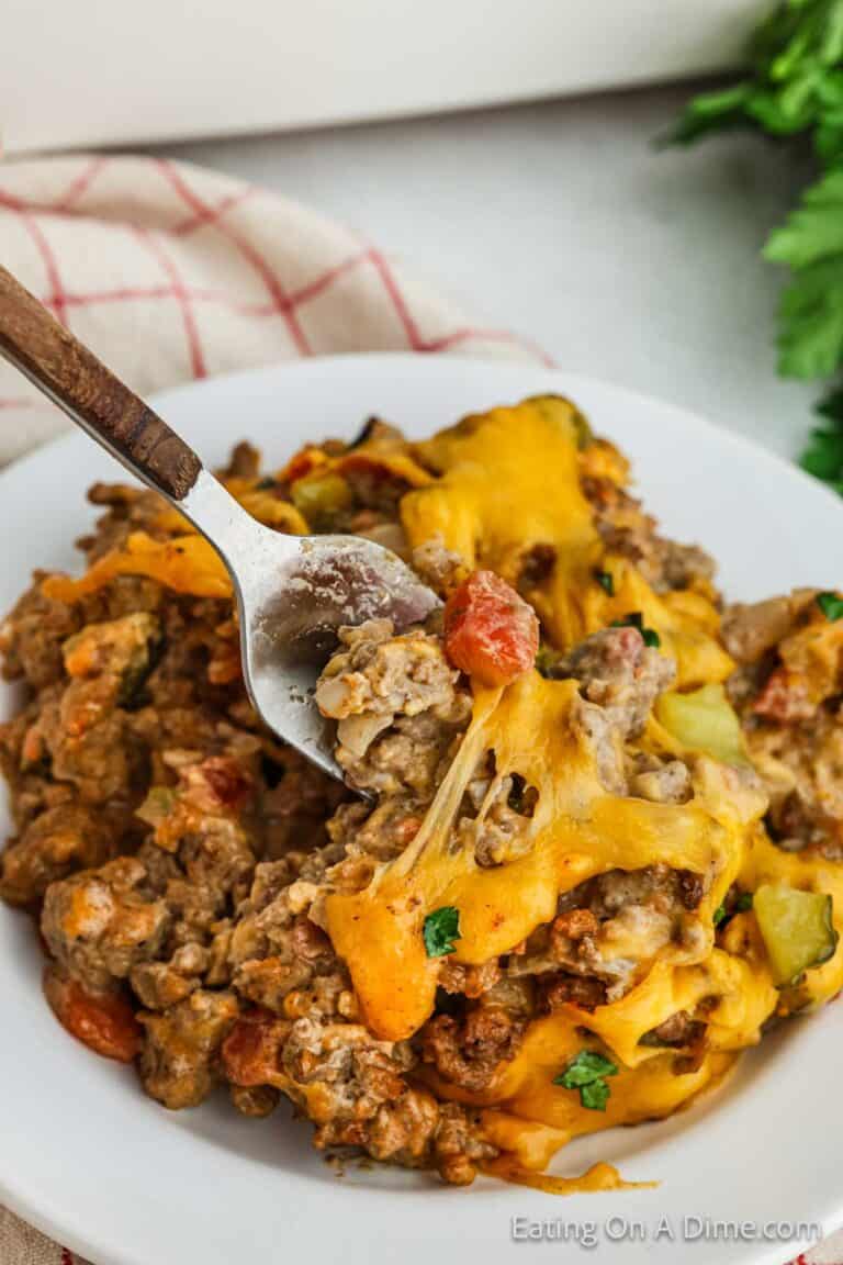 Keto Cheeseburger Casserole - Eating on a Dime