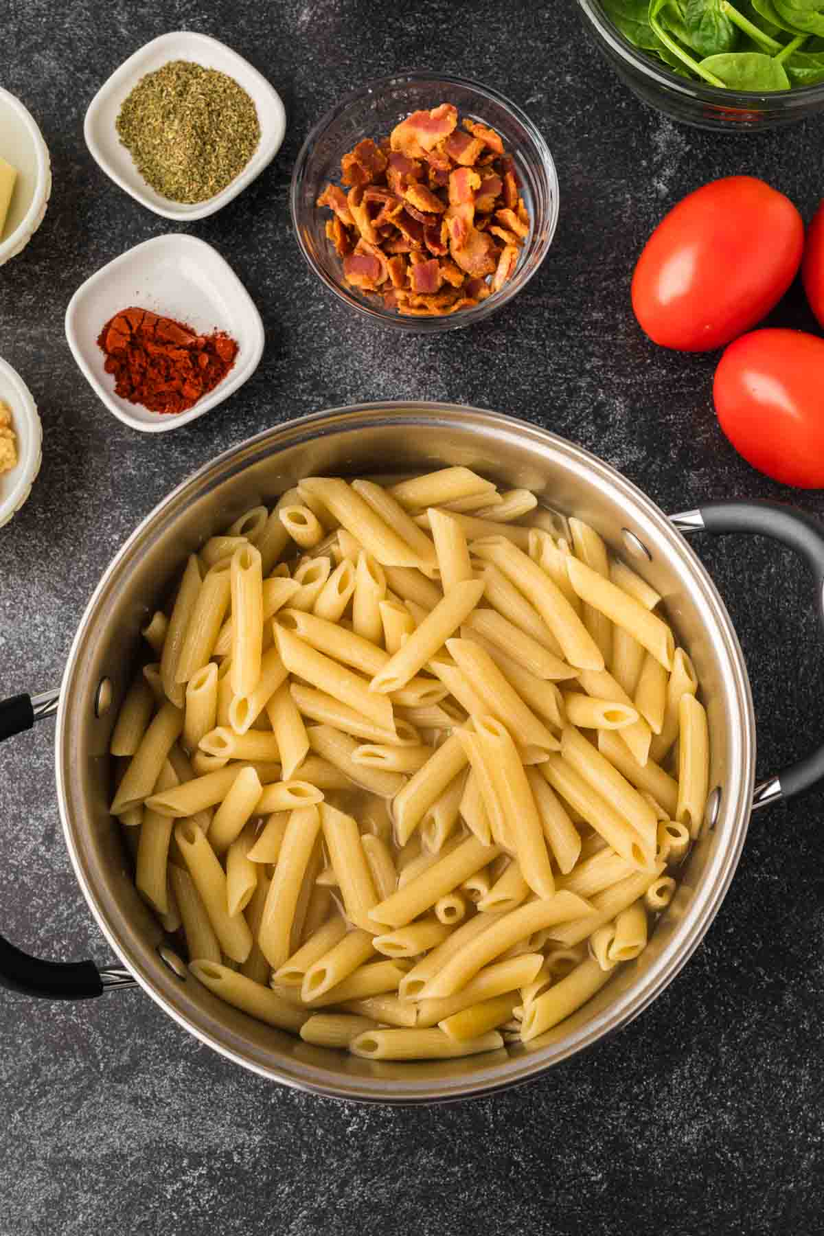 Cooking pasta in a large pot