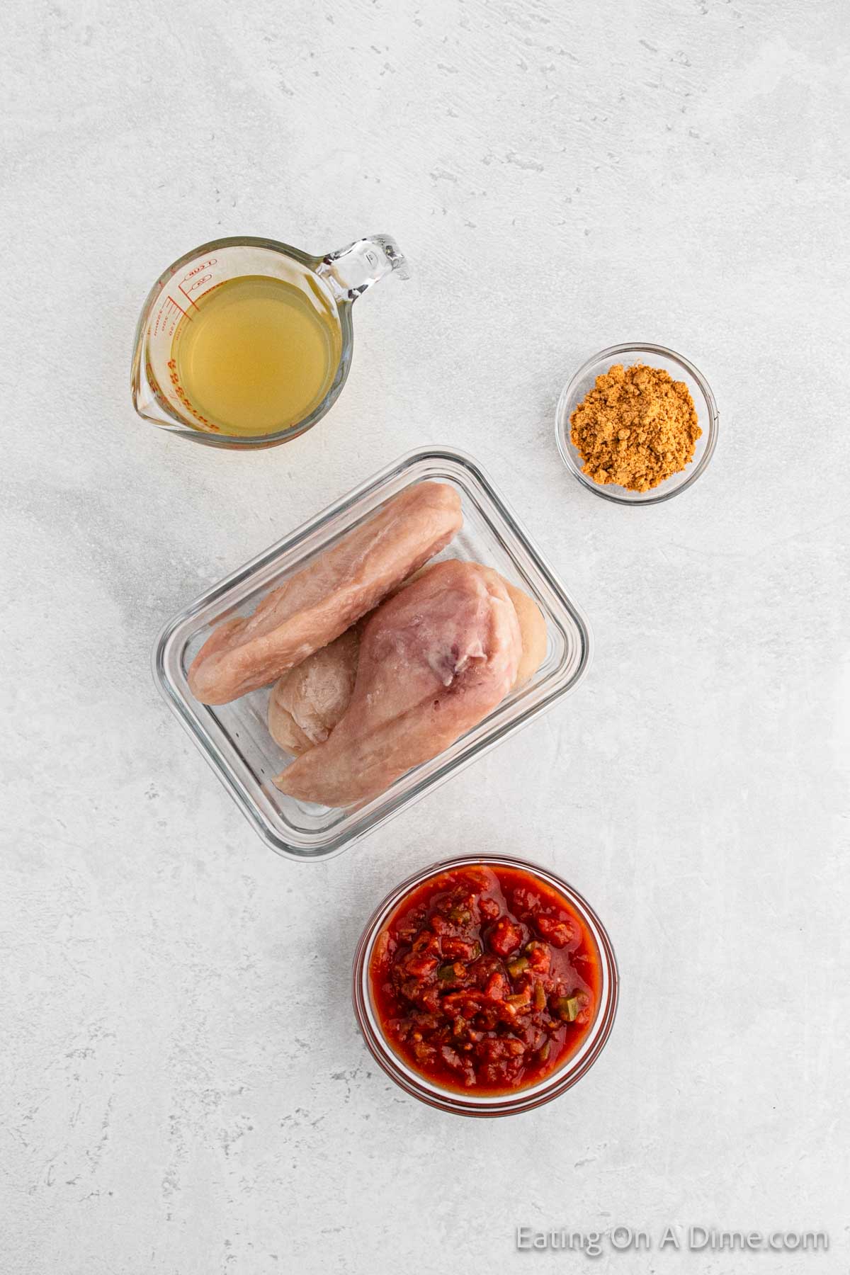 Ingredients - Chicken breast, salsa, taco seasoning, chicken broth