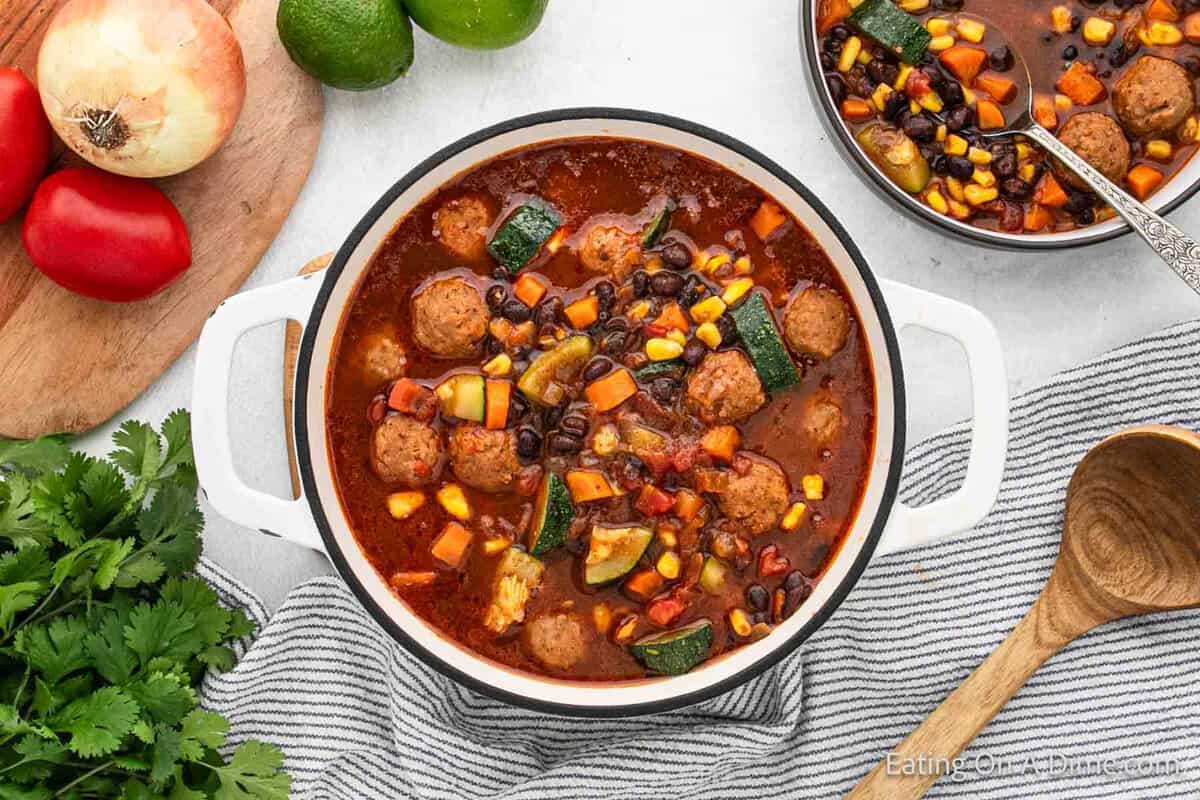 Meatball Soup in a large pot