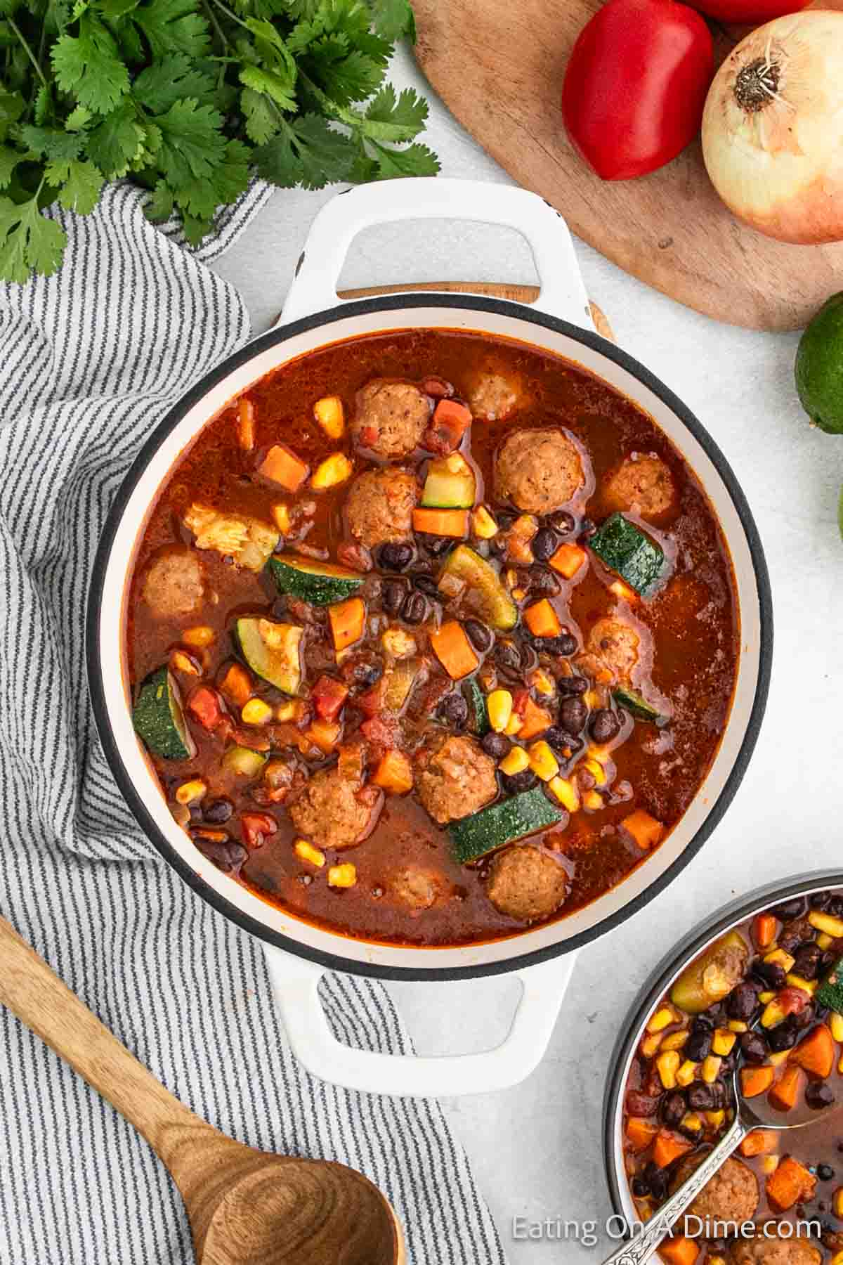 Meatball Soup in a large pot