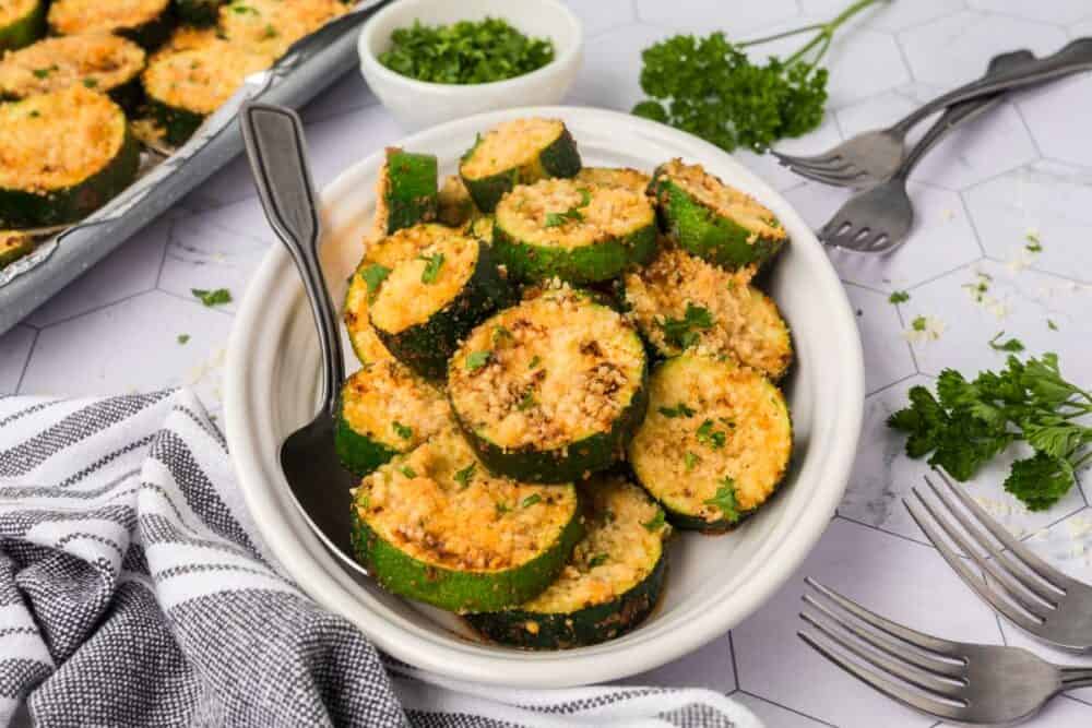 Parmesan Roasted Zucchini - Eating on a Dime