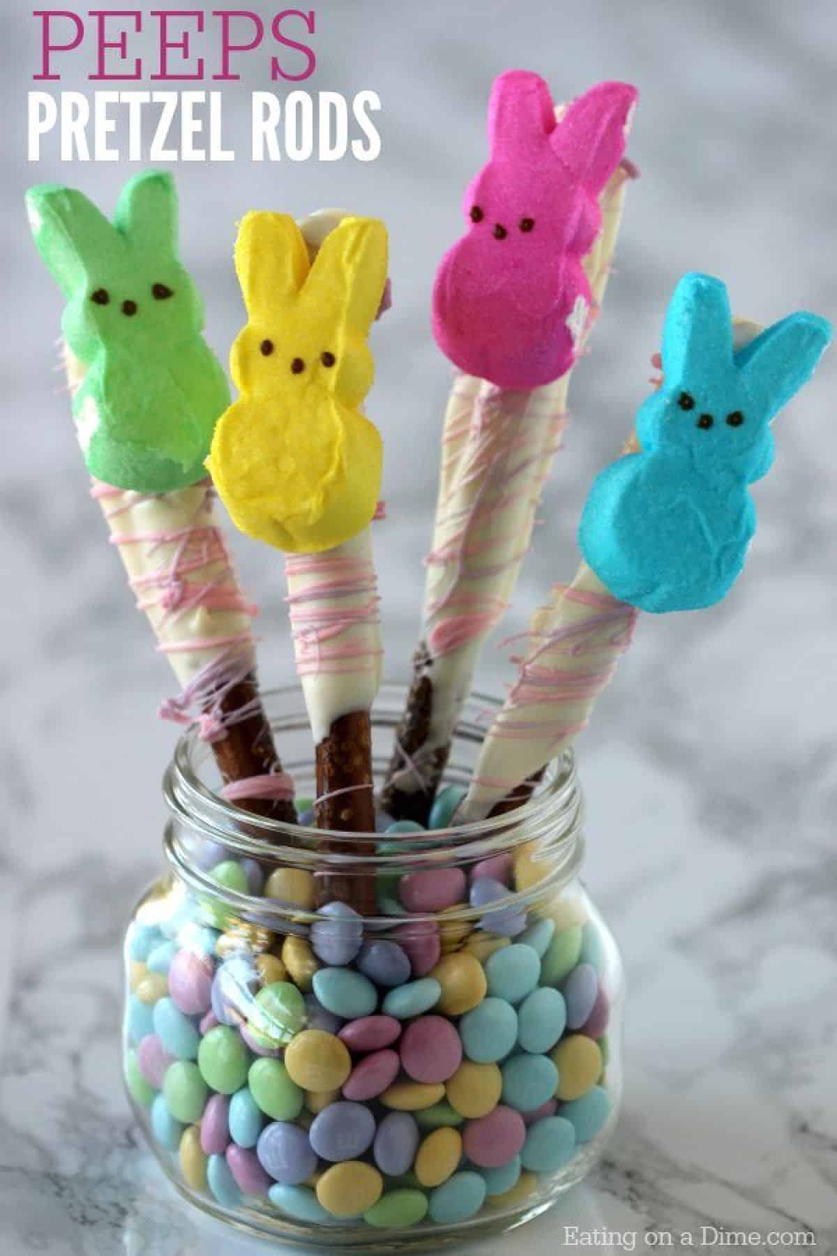 Peeps Pretzel Rod Centerpiece