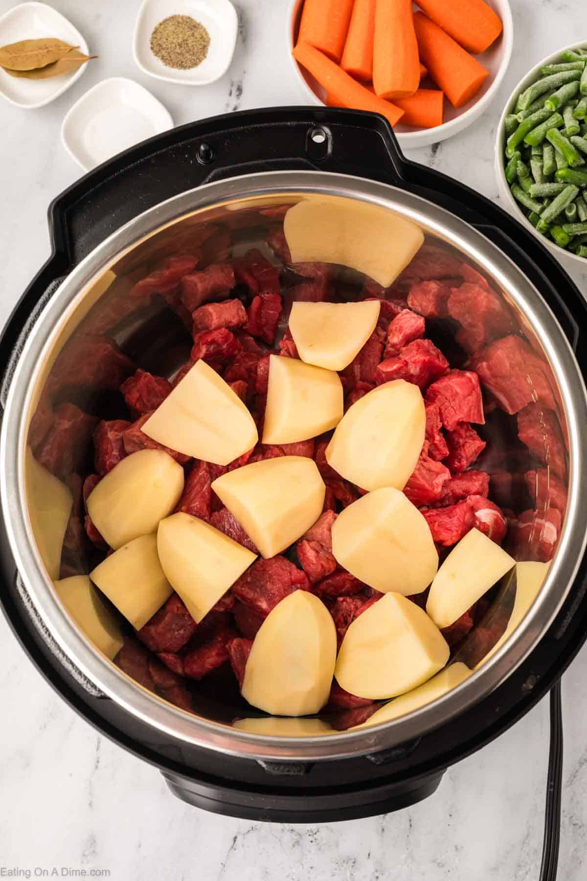 Beef Stew Meat and potatoes in the instant pot