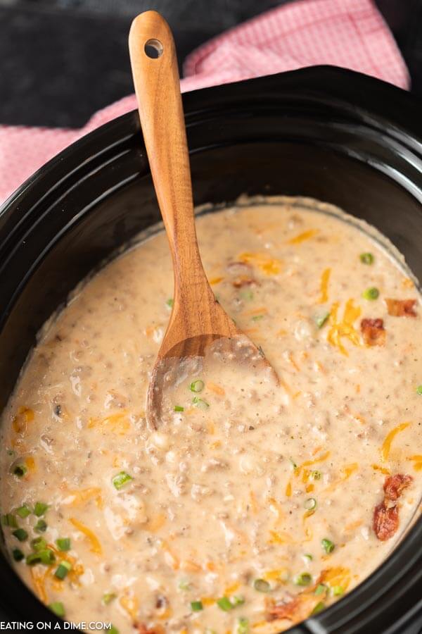 Crockpot Cheeseburger Soup - Belle of the Kitchen