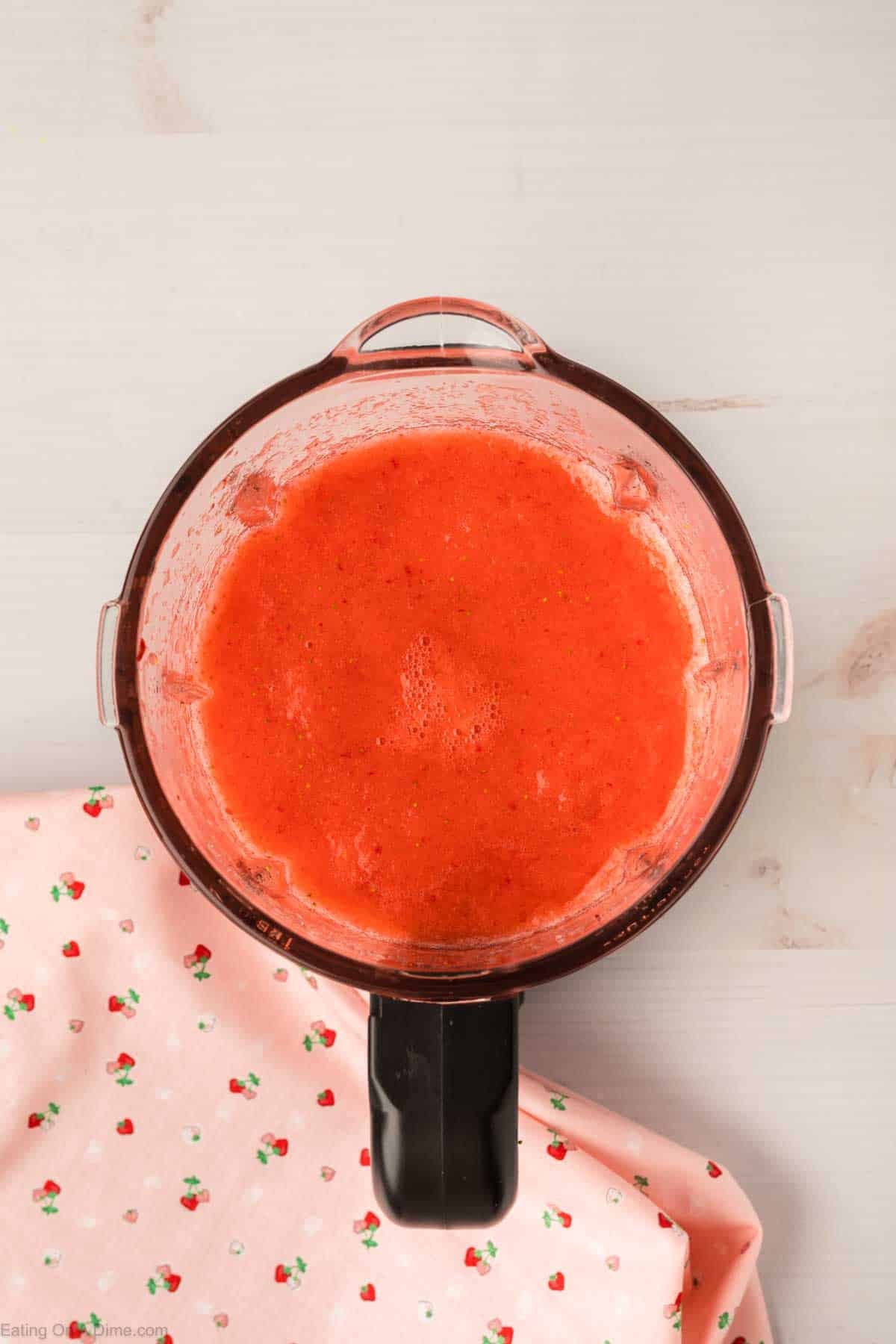 Blended Strawberry Mixer in the blender