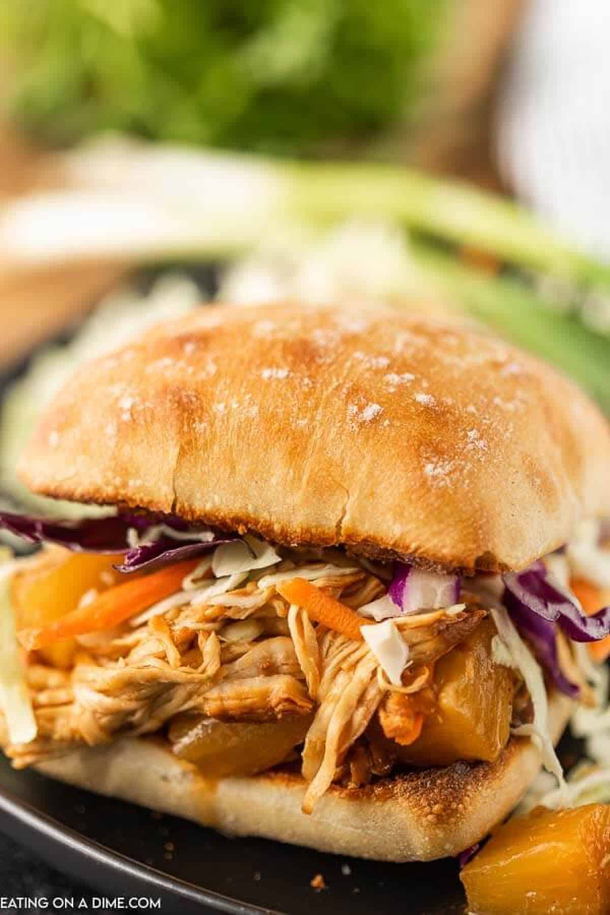 Instant Pot Hawaiian BBQ Chicken sandwiches easily serve a crowd and come together with little work. It's the perfect recipe for busy nights. 