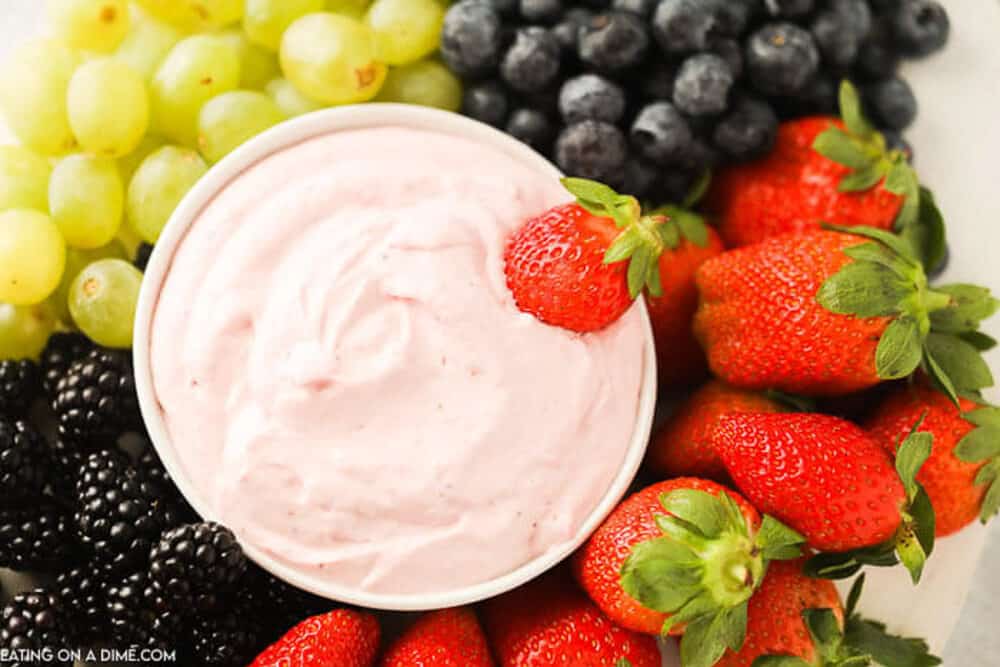 Strawberry Yogurt Dip Recipe- Yogurt Fruit Dip - Eating on a Dime