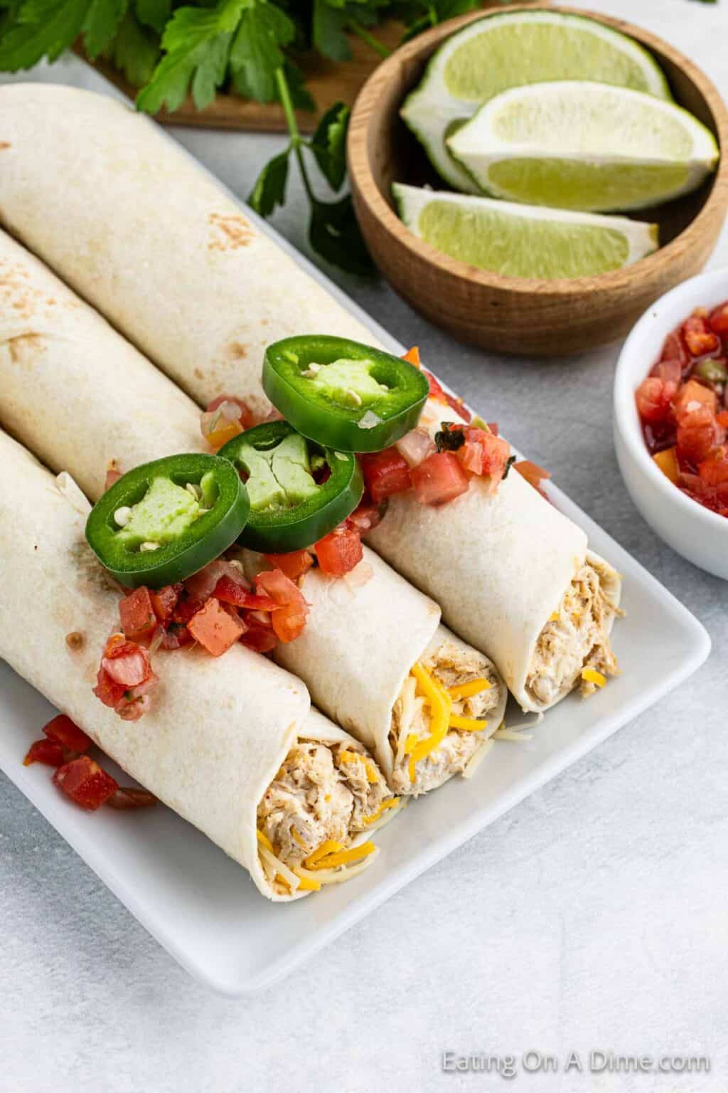 Crock Pot Chicken Taquitos - Eating on a Dime